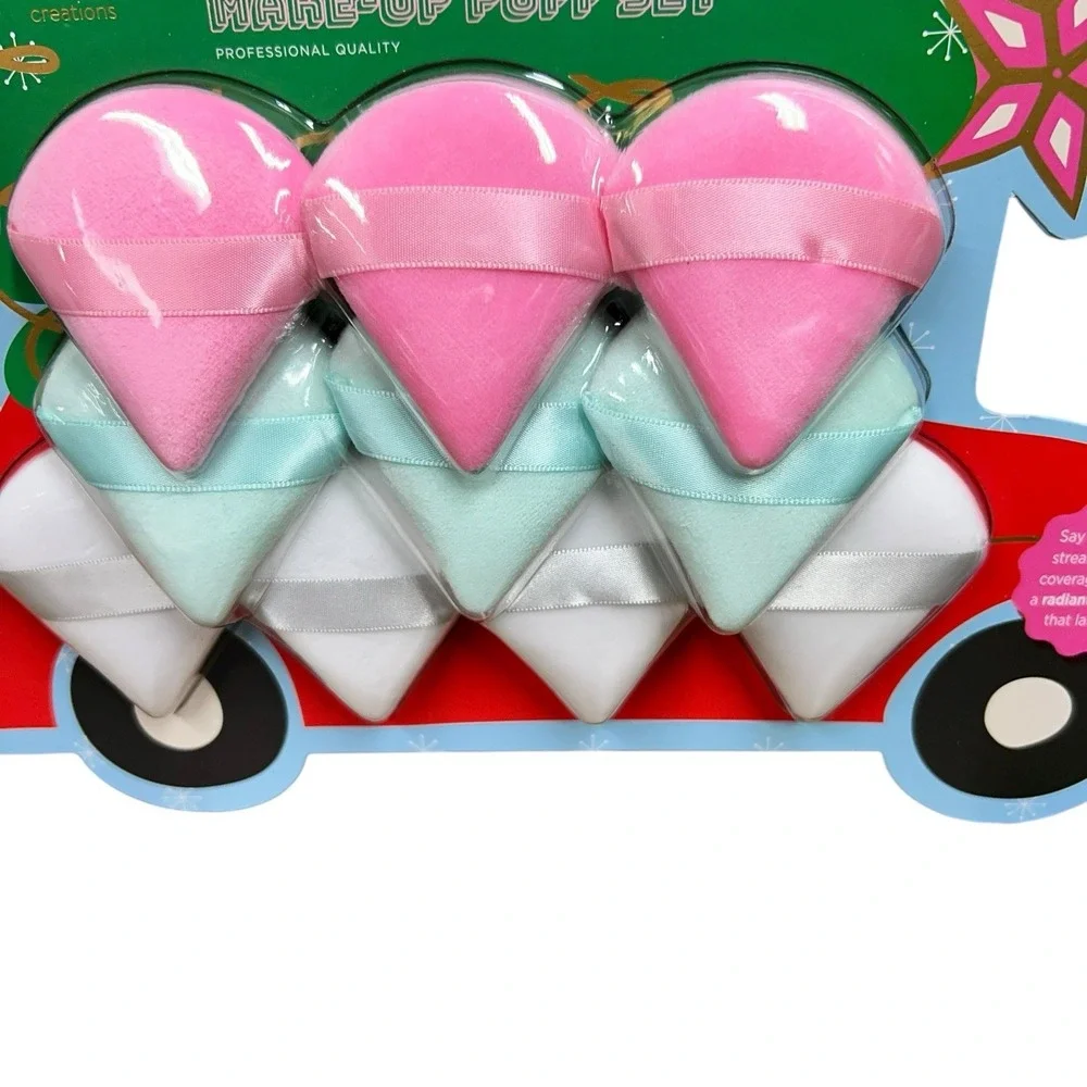 Danielle Creations 10pc Makeup Puff Set Holiday Car w/ Christmas Tree Gift Ready